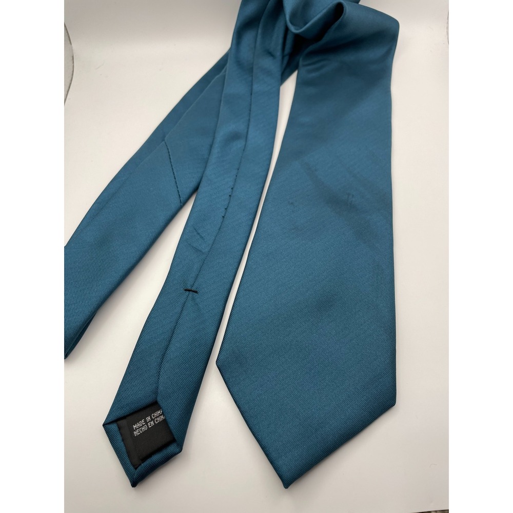 Arrow USA 1851 Mens Teal Blue Solid Ribbed Texture Classic Necktie